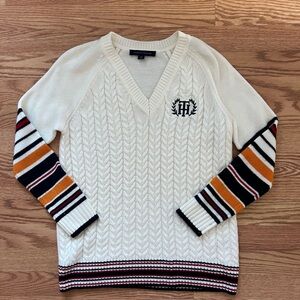Tommy Hilfiger Women’s Small Knit Striped V-Neck Sweater